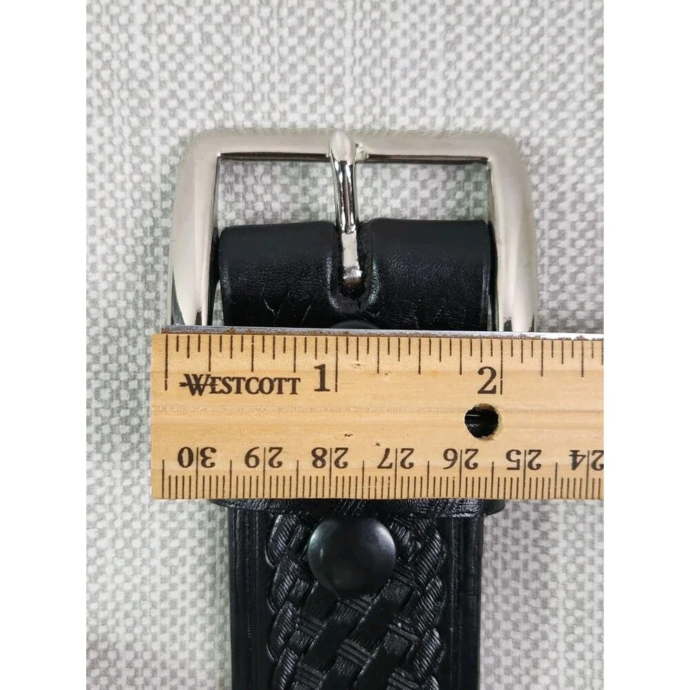 Krasnes Triple K Size 42 Black Leather Belt Brass Buckle Law Enforcement Western